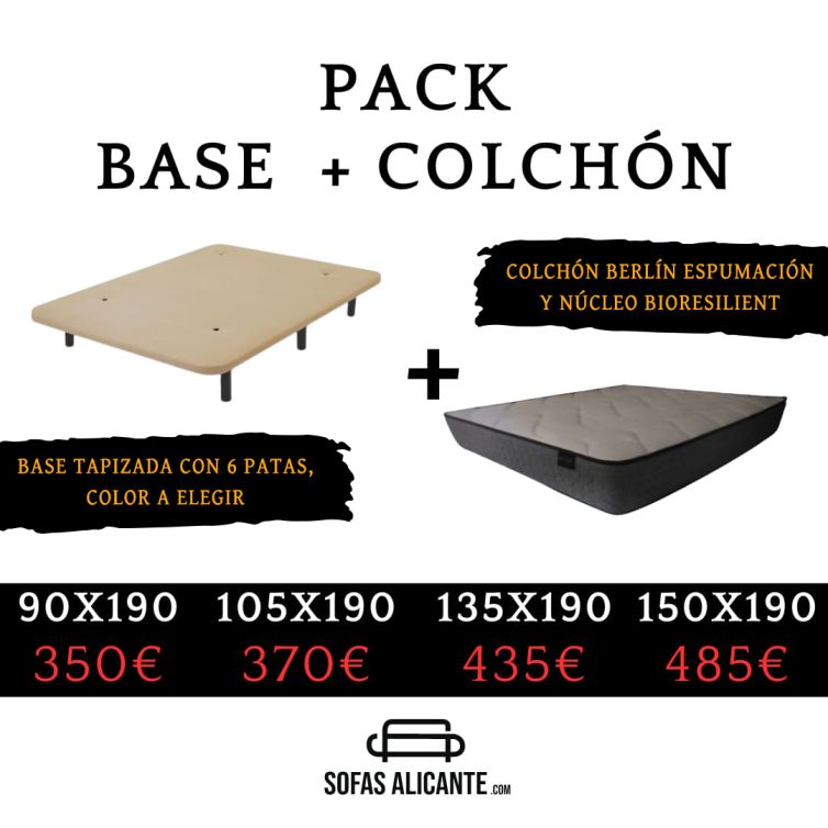 Promoción Pack Base + Colchón-3 Sofás Alicante