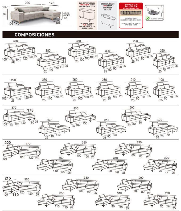 Medidas Sofá Modelo Bosco Sofás Alicante